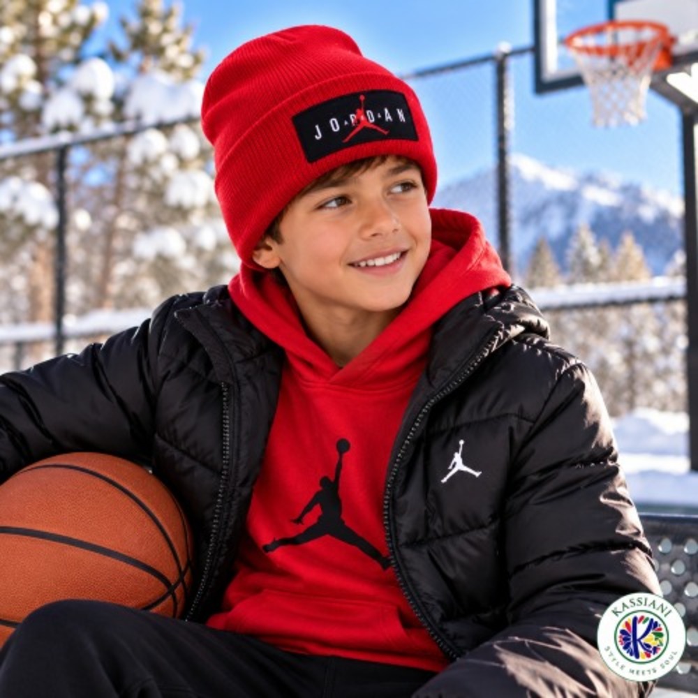 Jordan Youth Beanie Gym Red Size 8/20 Jumpman Logo Patch Winter Knit Hat